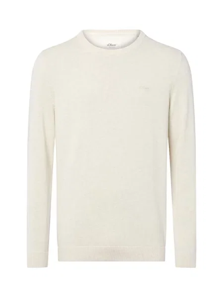 Sweter z dzianiny z wyhaftowanym logo biały