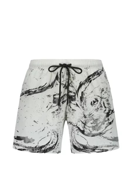 Slip de baie Plein Sport cu imagine cu dungi de tigru cu cordon alb