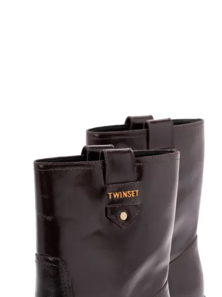 Botine Twinset din piele maro