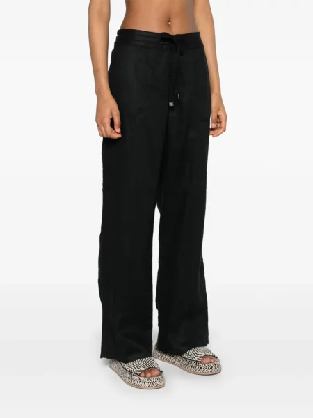 Lenvászon húzózsinór nadrág Lauren Ralph Lauren fekete