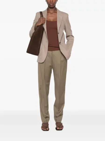 Pantaloni Max Mara de lână cu cordon maro