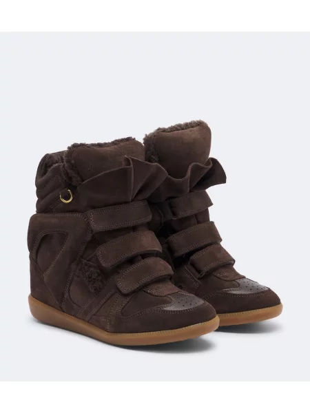 Sneakerși Isabel Marant din piele de căprioară cu pană maro