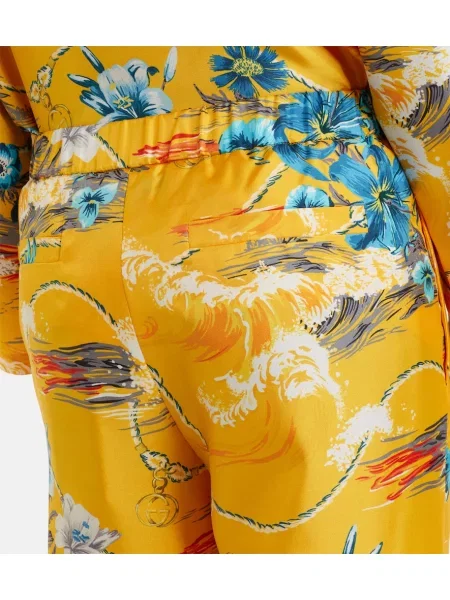 Hodvábne palazzo nohavice Gucci s potlačou oranžová