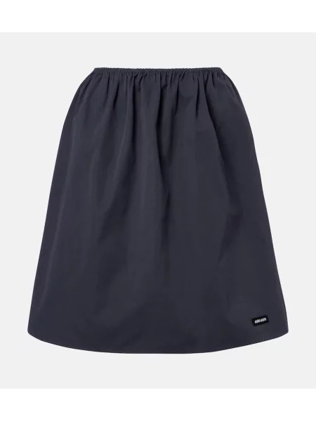 Fustă midi Miu Miu până la genunchi din poplin gri