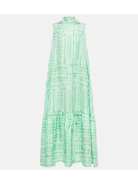 Jedwabna maksi sukienka maxi Asceno garniturowa zielona