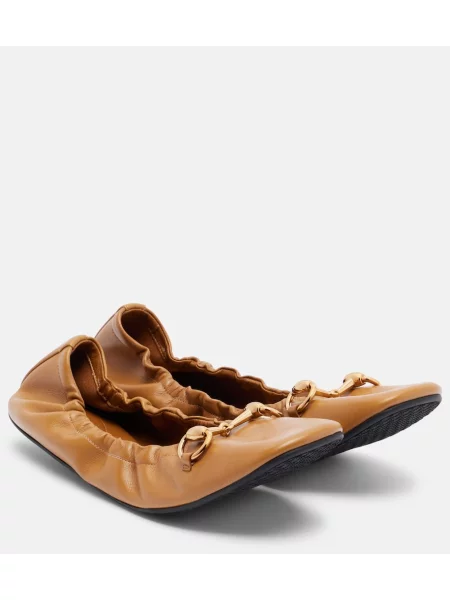 Balerini Gucci din piele bej