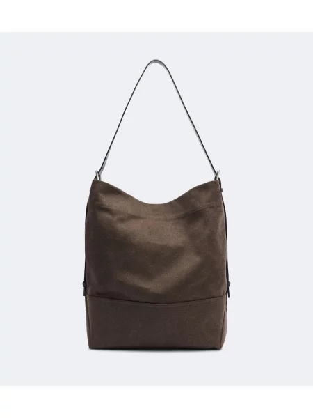 Cu centură geantă shopper Lemaire din canvas maro