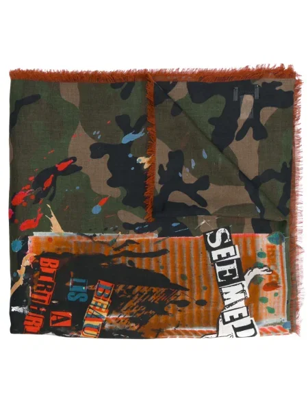 Fular Valentino Garavani cu imagine cu model camuflaj verde