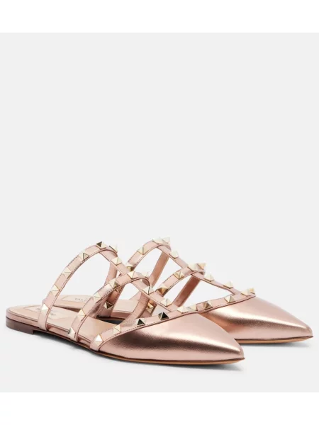 Usnjene mules Valentino Garavani roza