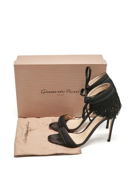 Zkrácené sandály Gianvito Rossi s třásněmi černé