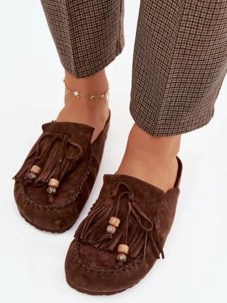 Mokasíny Boto s třásněmi hnědé