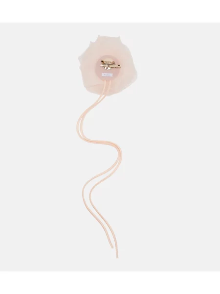 Brosa Max Mara de mătase cu model floral roz