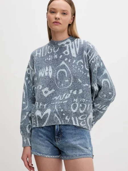 HUGO Blue sweter Slicary_B szary