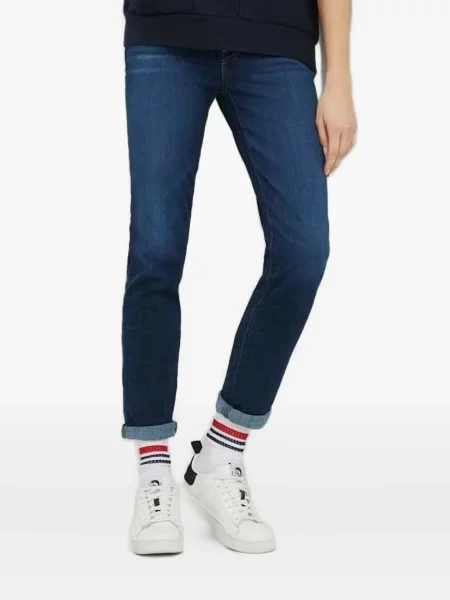 Jeansy Levi's 502 z wysoką talią do kolan garniturowe niebieskie