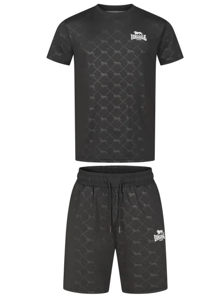 LONSDALE Športna trenirka Prestwood siva / črna bela