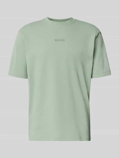 T-shirt z nadrukiem z logo i okrągłym dekoltem Boss Green