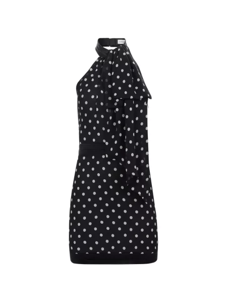 Rochie mini Nina Ricci cu buline cu gât halter negru