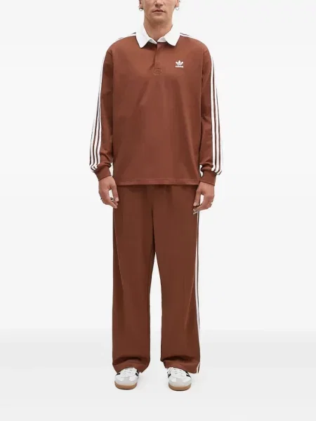 Pantaloni palazzo Adidas cu dungi plisat cu imagine albastru