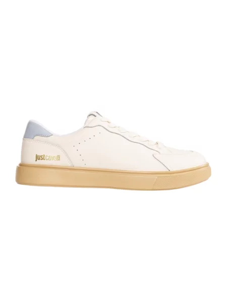 Sneakersy Roberto Cavalli skórzane chunky z logo białe