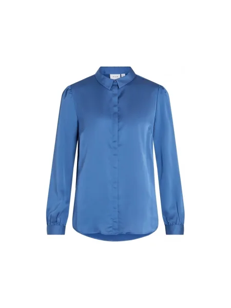 Top Vila din satin albastru