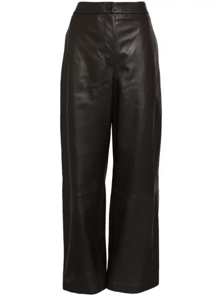 Pantaloni Yves Salomon din piele maro