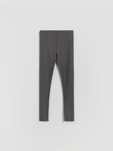 Reserved Prążkowane legginsy ciemnoszary