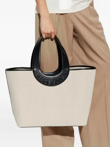 Geantă shopper Samsøe Samsøe din canvas cu autograf