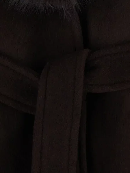 Вълнен кожена тапицерия кожух Michael Michael Kors кафяво