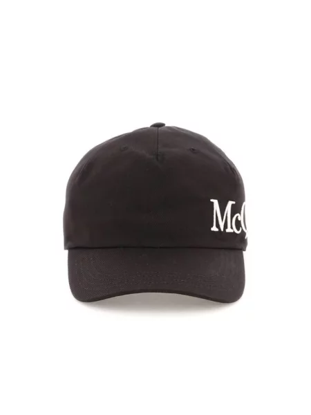 Haftowana czapka z daszkiem Alexander Mcqueen czarna