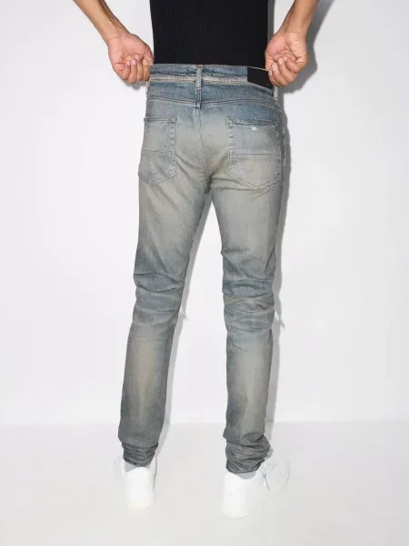 Semišové skinny skinny džíny Amiri se záplatami