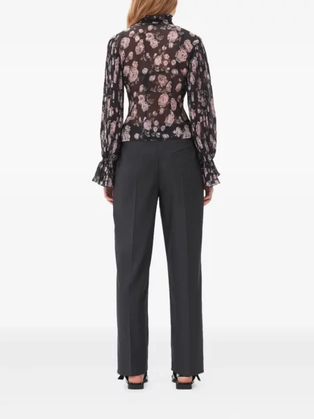 Bluză Ganni cu model floral cu imagine negru