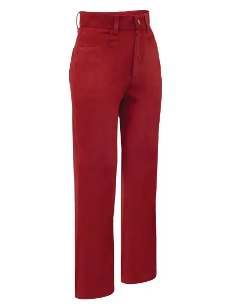 Pantaloni Dancassab din piele de căprioară roșu