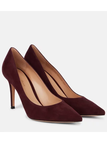 Pantofi cu toc Gianvito Rossi din piele de căprioară bordo