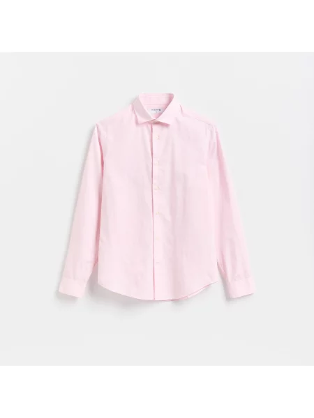 Reserved Košile slim fit z egyptské bavlny pastelově růžová
