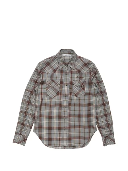 Cămașă Acne Studios în carouri gri