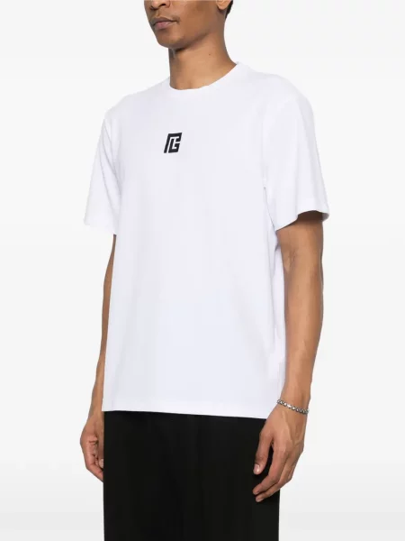 Tricou Balmain cu broderie alb
