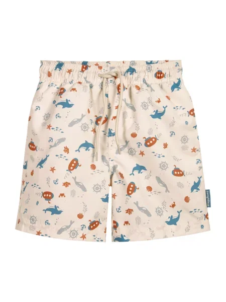PLAYSHOES Șorturi de baie Sea Friends ecru / petrol / portocaliu închis verde