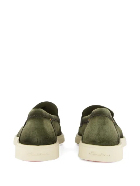Pantofi loafer Santoni din piele de căprioară verde