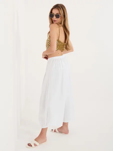 Pantaloni Italy Moda cu dungi alb