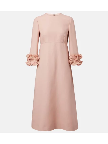 Rochie midi Valentino cu volane până la genunchi de costum roz