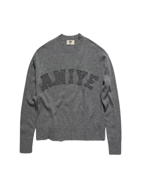 Sweter Aniye By z kaszmiru z długim rękawem z logo szary