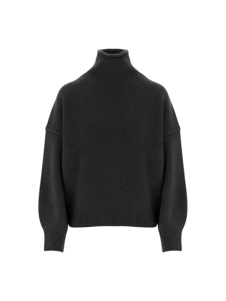 Lniany sweter z golfem Arch4 czarny