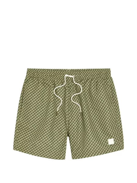 Slip de baie Boss cu imagine cu imprimeu geometric cu cordon verde