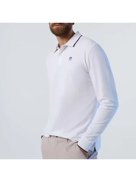 Długi polo North Sails z długim rękawem białe