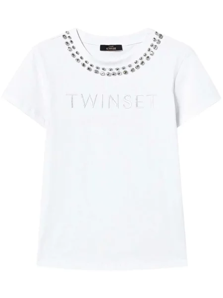 Tricou Twinset cu broderie alb