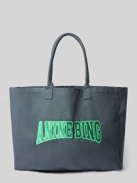 Shopperka Anine Bing z nadrukiem płócienna czarna