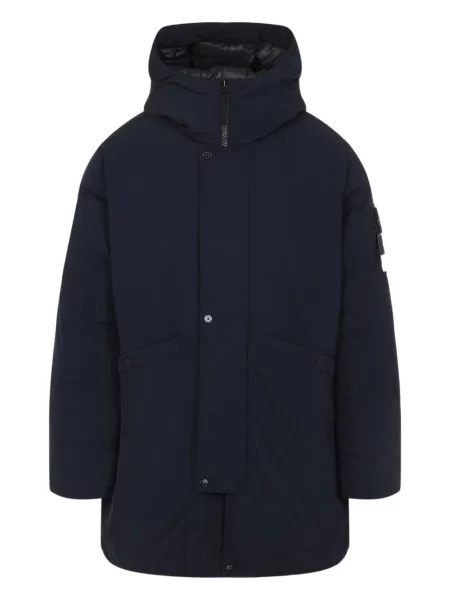 Palton Stone Island din țesătură twill cu strasuri albastru