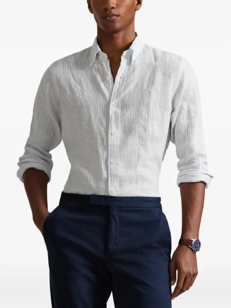 Prugasta lanena šilterica Polo Ralph Lauren bijela