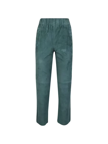 Pantaloni Via Masini 80 din piele de căprioară verde