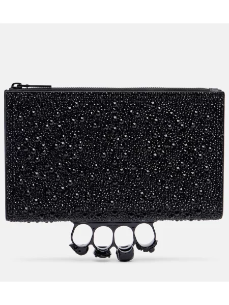 Geantă de mână Mcqueen din piele cu tepi negru